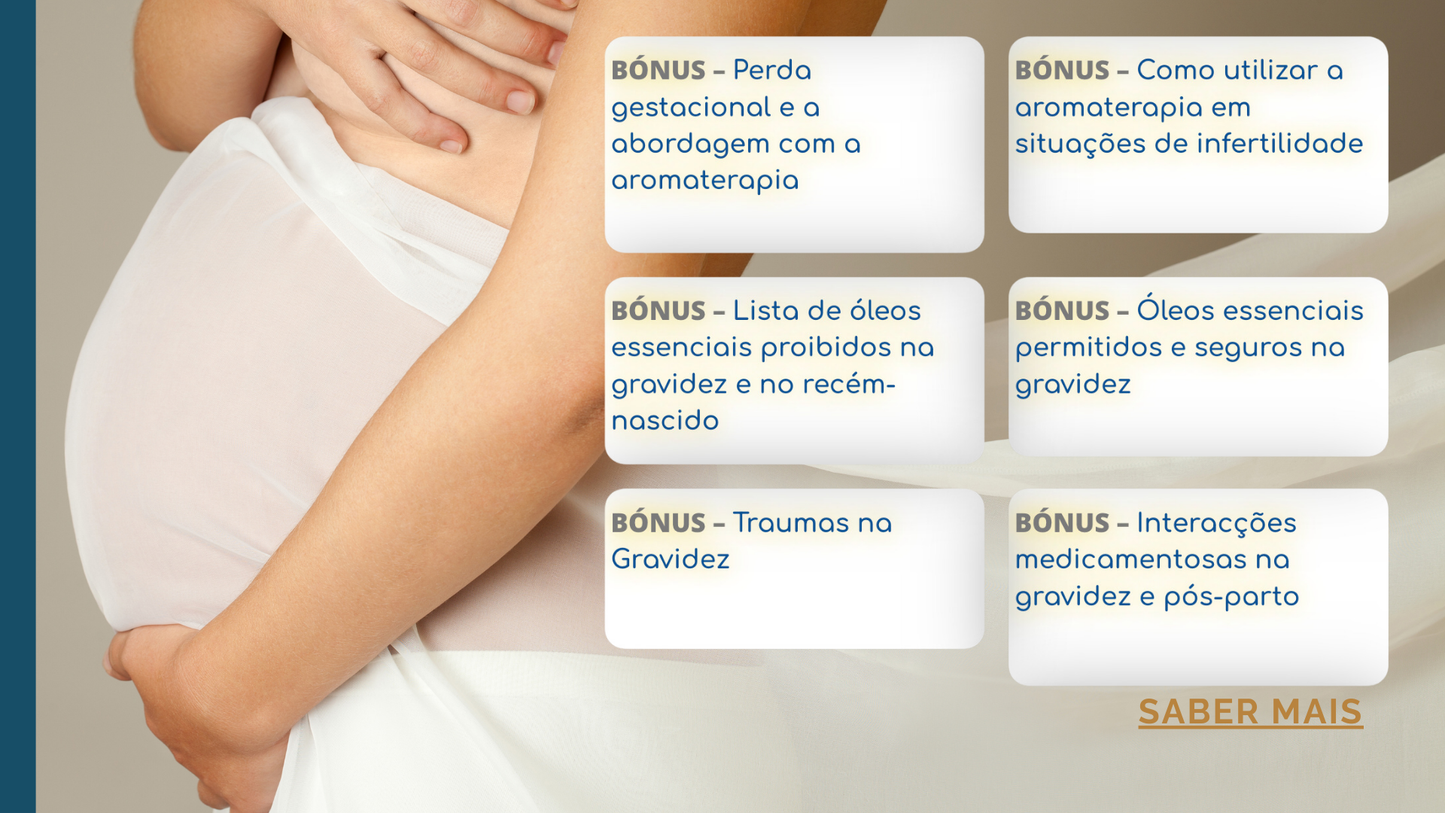 Formação Certificada: Especialização em Aromaterapia Aplicada à Gravidez e Pós-parto (Programa Aroma+)